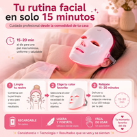Máscara LED Facial 7 Colores Terapia Luz - Anti Acné Anti Arrugas 3