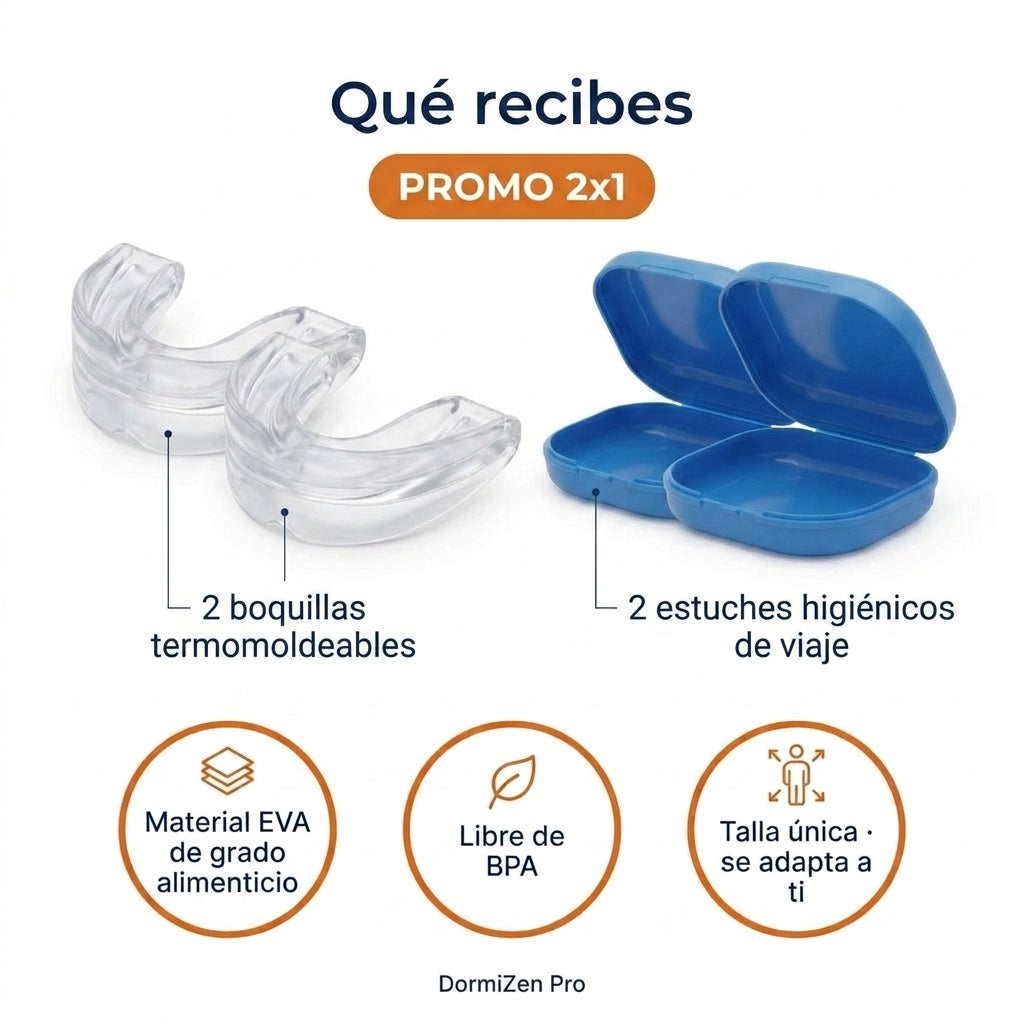 DormiZen Pro 2x1 — Boquilla Antirronquidos de Avance Mandibular (Llevas 2, Pagas 1)