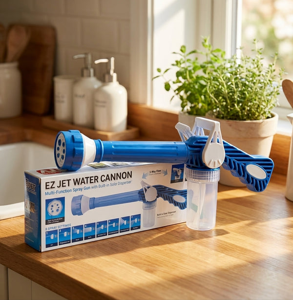 EZ Jet Water Cannon — Pistola 8 Modos: ¡Limpia y Riega Facil, Veci!